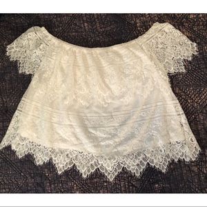 Cupcakes and Cashmere Sunset Lace Off Shoulder Top